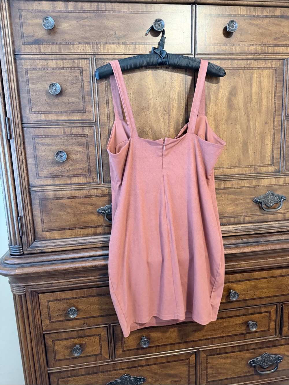 Forever 21 Rust Suede-Look Western Boho Festival V-Notch Bodycon Mini Dress - Picture 4 of 11